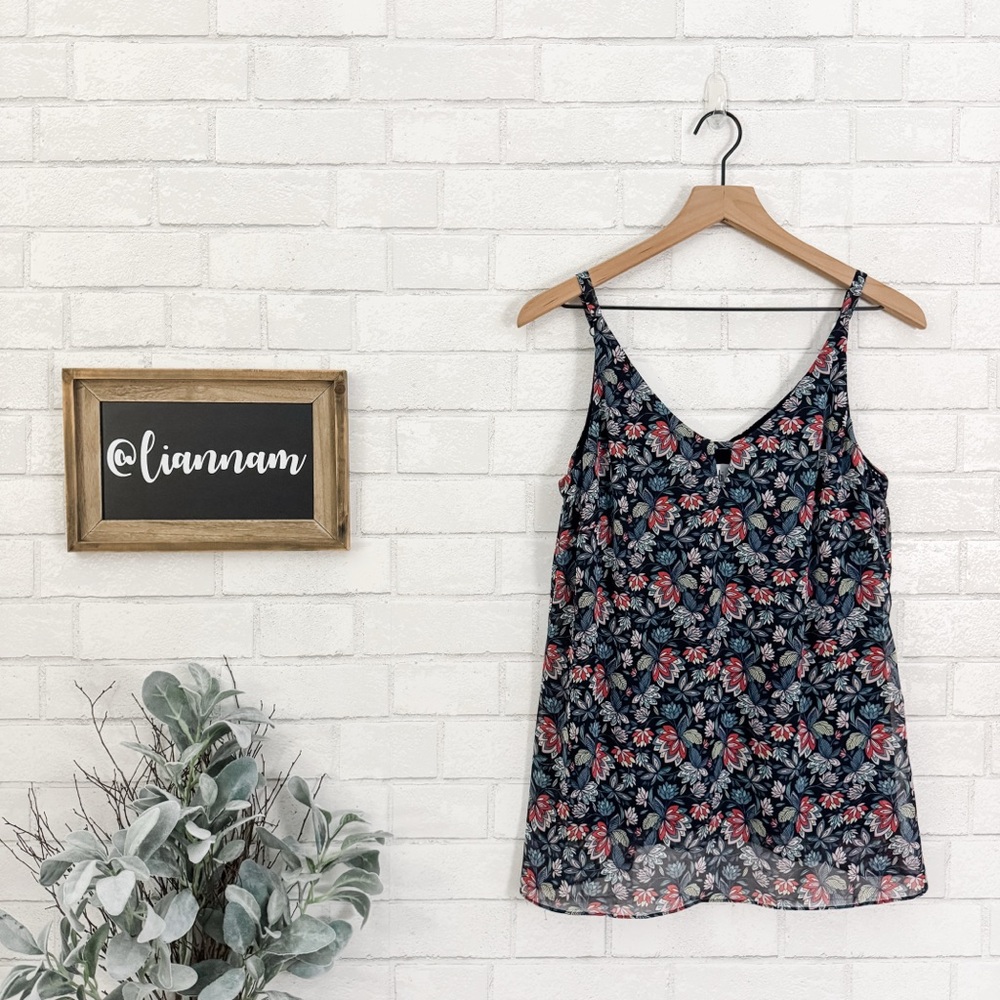 CABI Flirt Floral Navy Cami Tank Top Style 5224